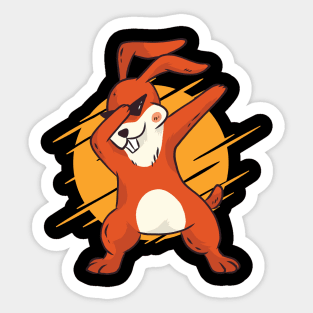 Dabbing Bunny Funny Cartoon Design Sticker